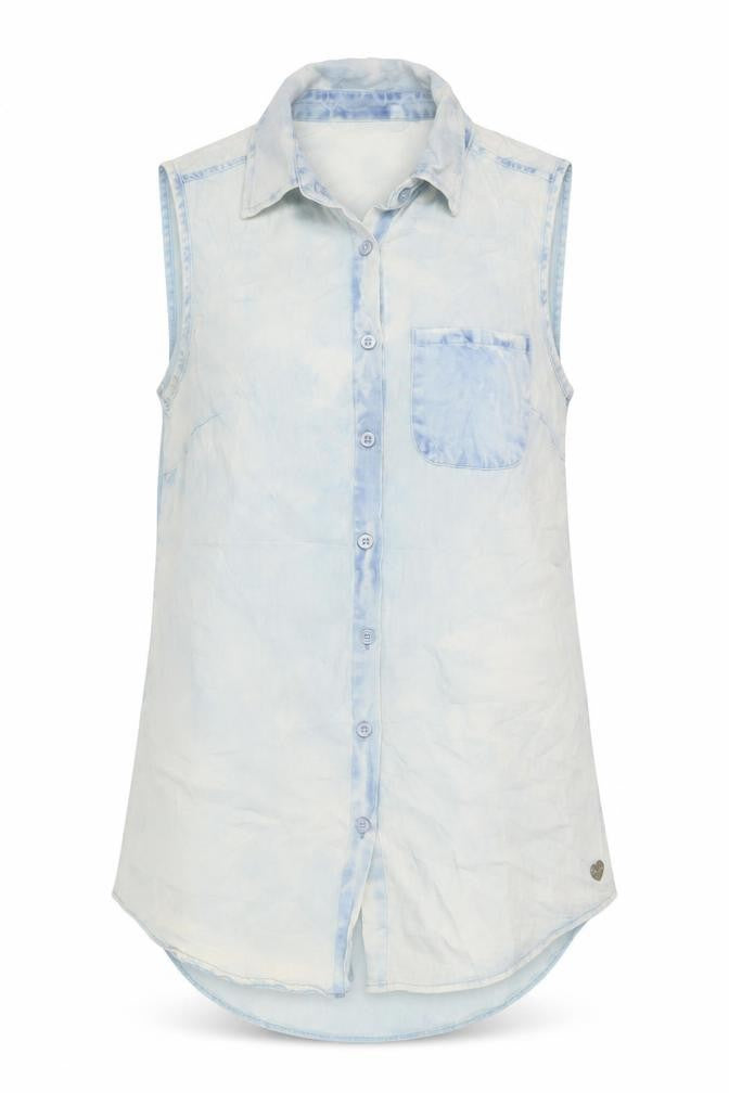 Womens UK Size 10 Lee Cooper Blue Cotton Blend Button-Up