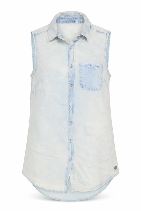 Womens UK Size 10 Lee Cooper Blue Cotton Blend Button-Up