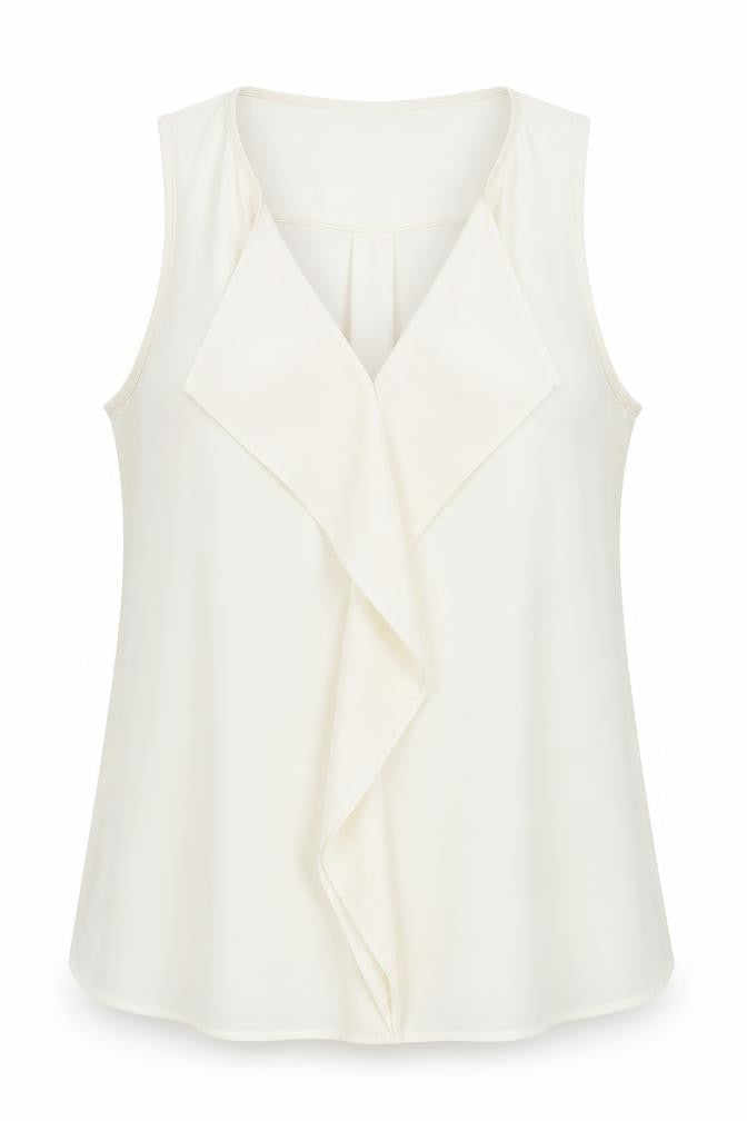 Marks and Spencer Women Ivory Blouse, Size 12, V-Neck Basic