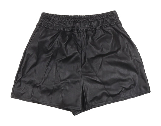 Missy Empire Women's Black Faux Leather Shorts, UK 8