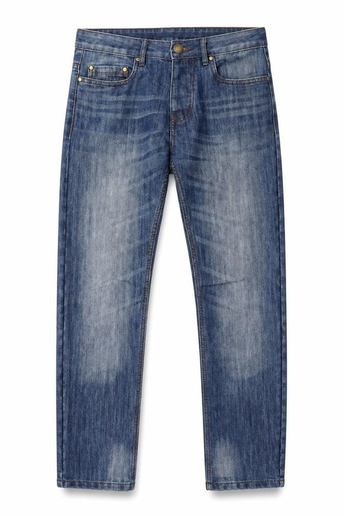 Front view of Denim Co. Men's Blue Slim Fit Straight Jeans