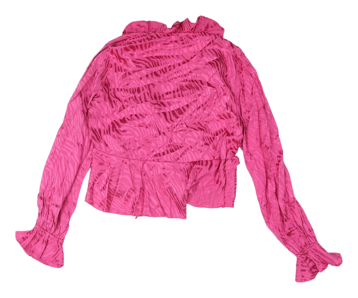 River Island Pink Animal Print Cropped Blouse - Size 10