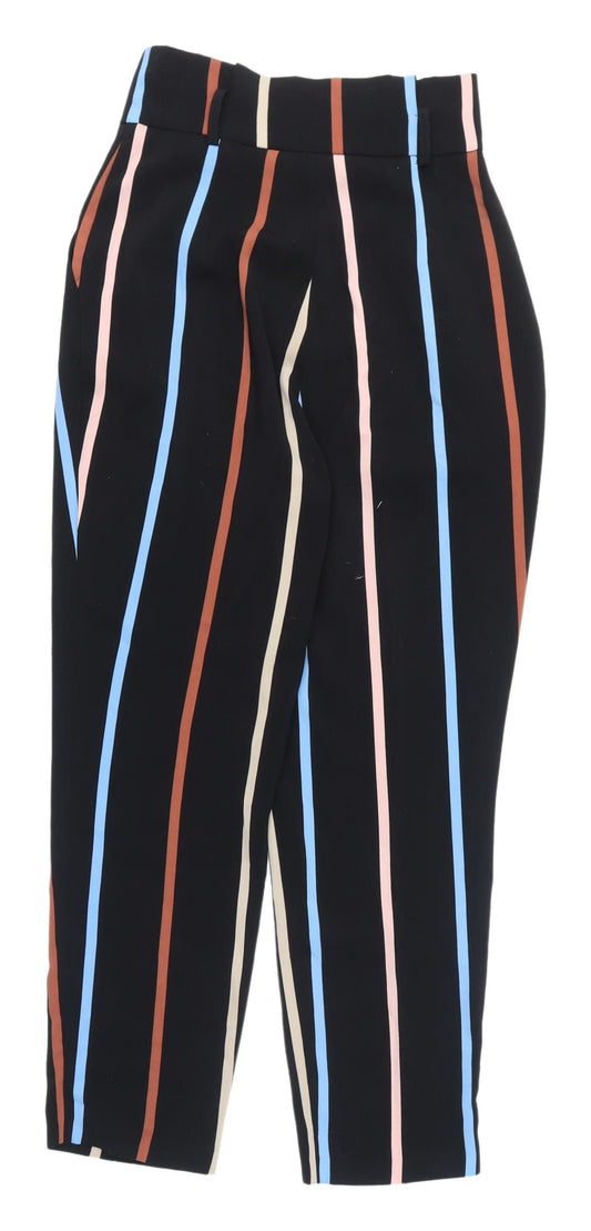 Miss Selfridge Women's Black Striped Cropped Trousers Size 8