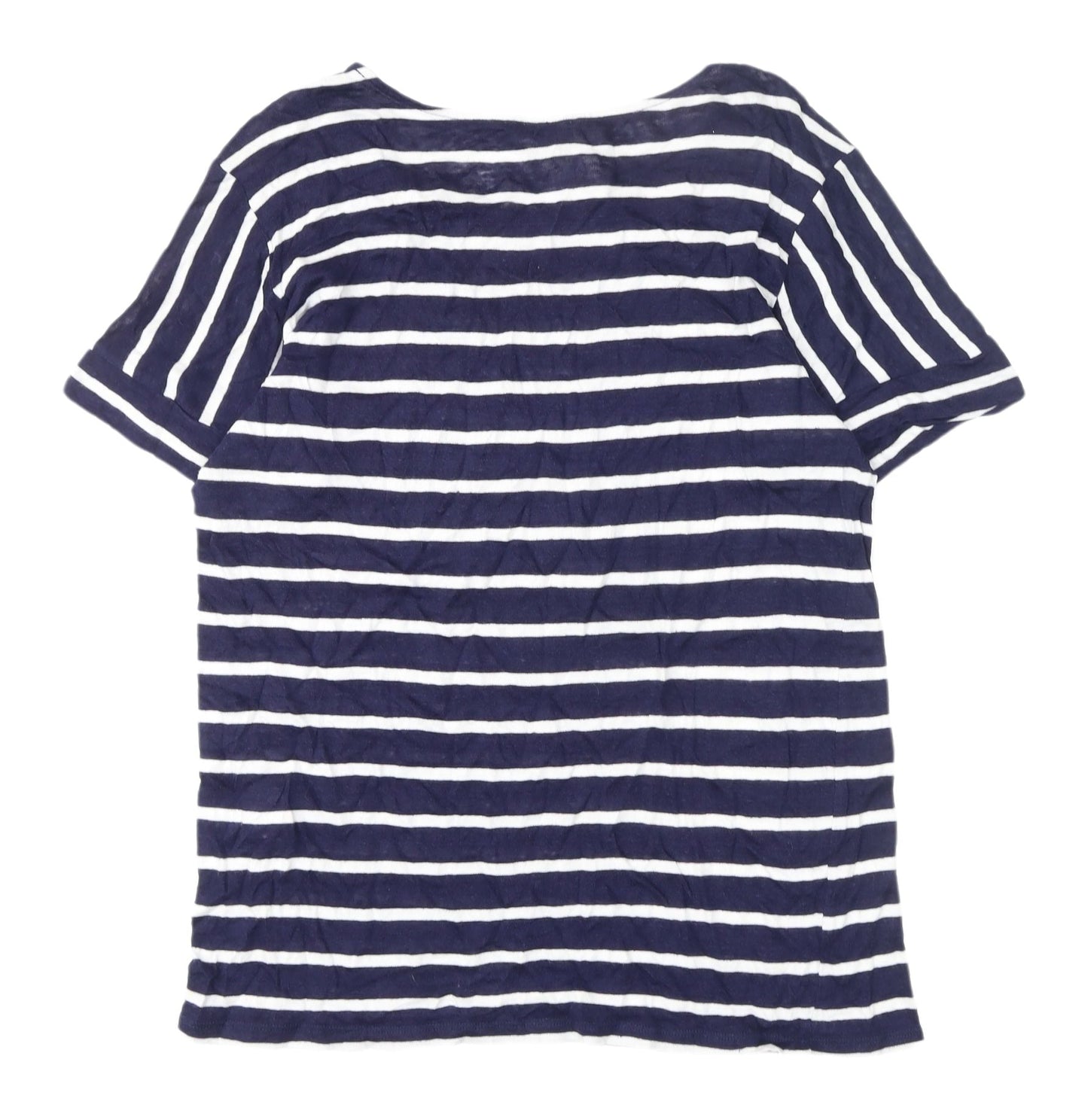 OVS Women's Blue Striped T-Shirt XL Scoop Neck