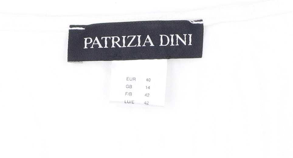 Patrizia Dini Women's White Blouse, Size 14, Long Sleeve