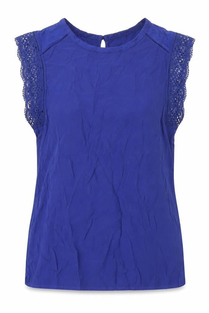 Marks and Spencer Women's Blue Lace Sleeve Top Size 8