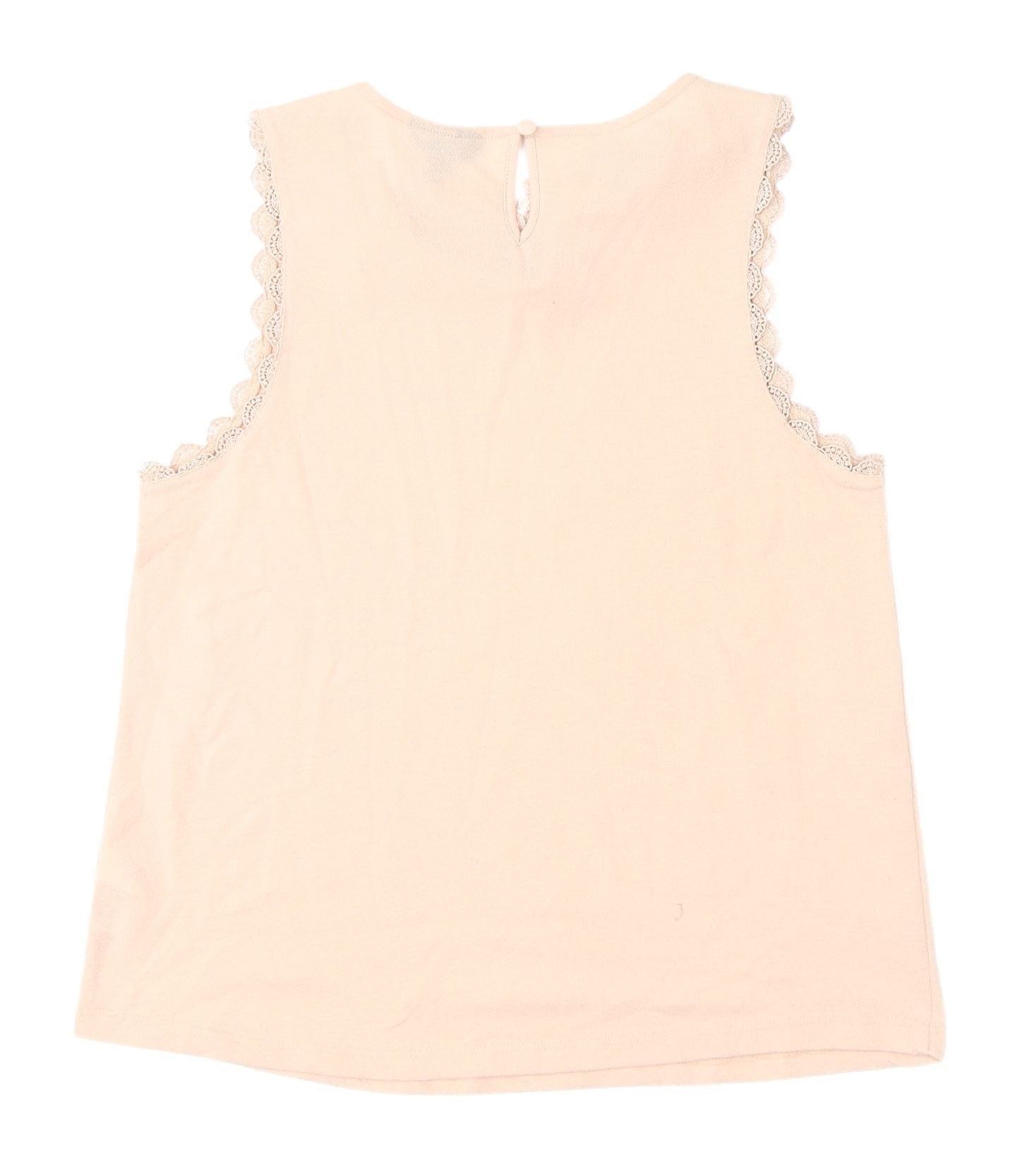 Topshop Beige Lace Trim Sleeveless Blouse Size 10