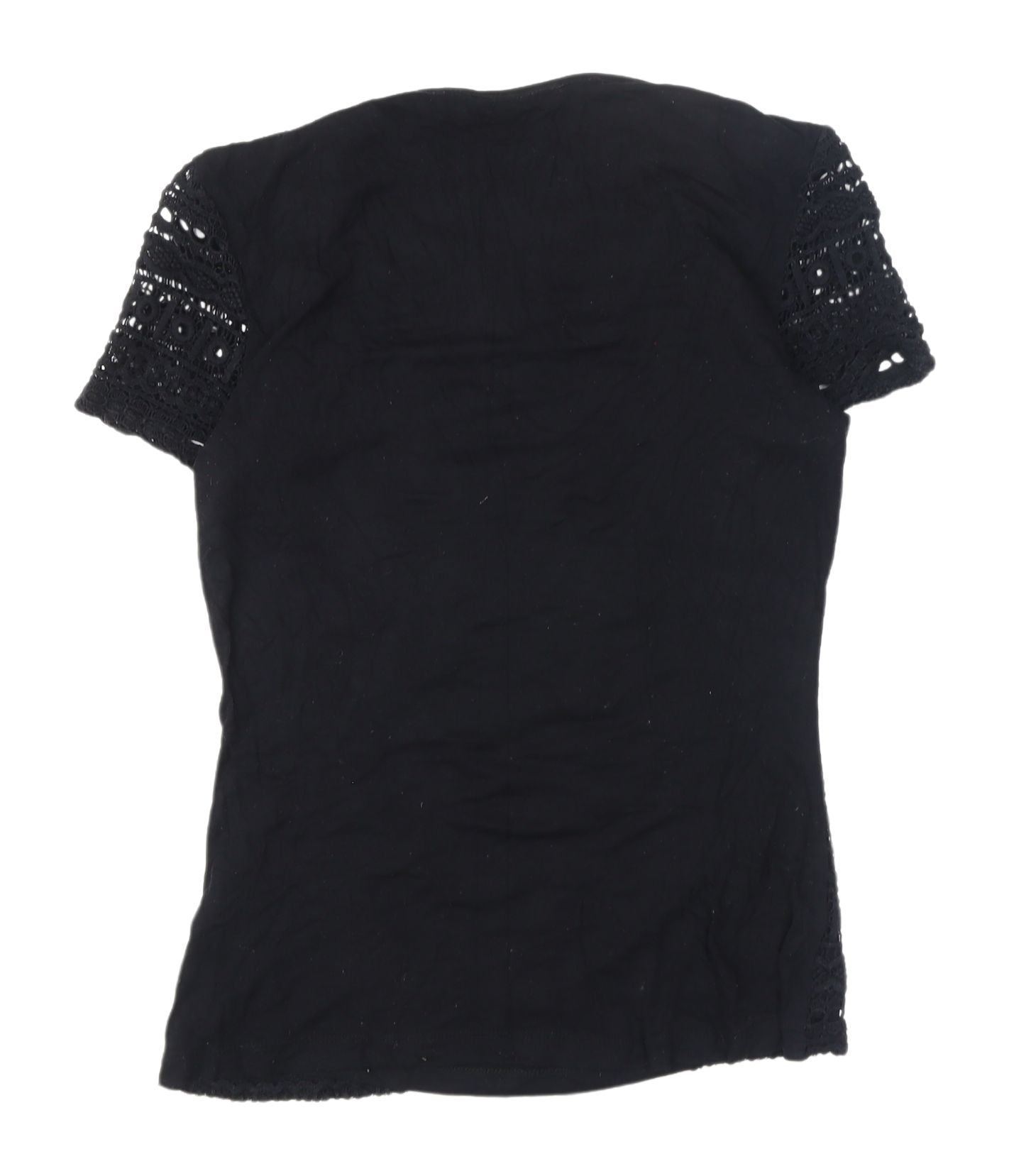 New Look Women's Black Lace Crochet Blouse Size 8