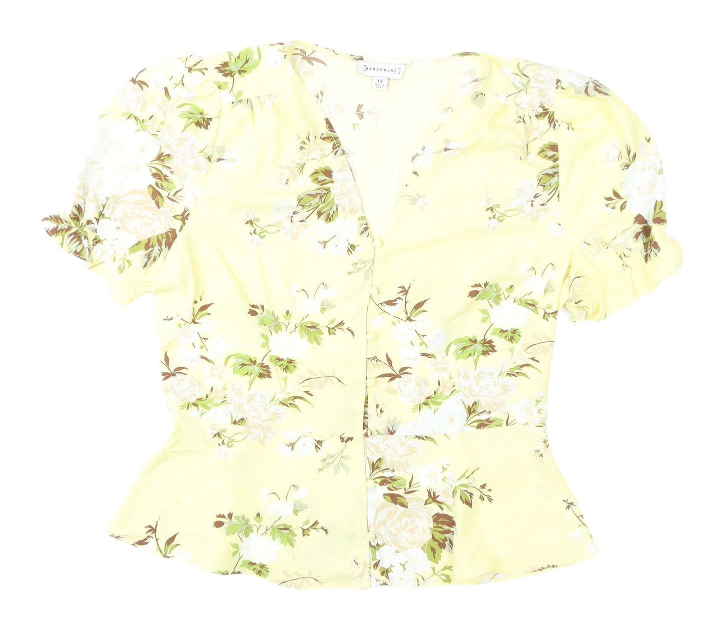 Warehouse Women's Floral Blouse in Yellow - Size 12