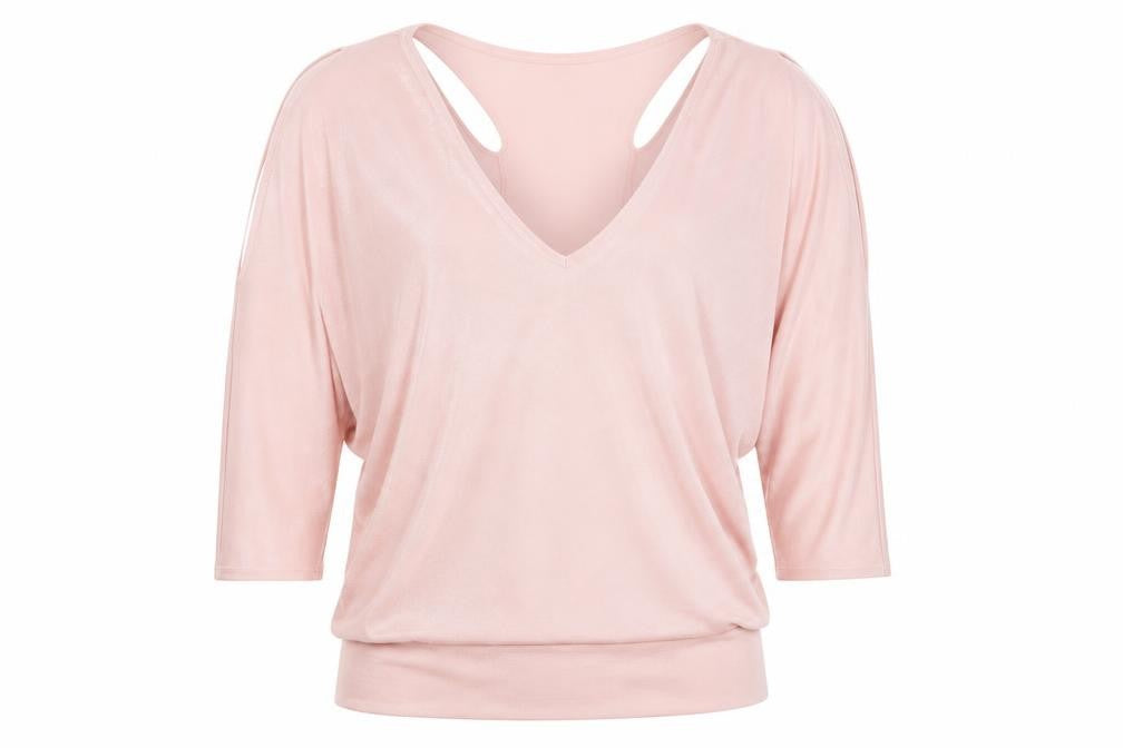 Front view of Principles Women's Pink V-Neck Blouse, size 12
