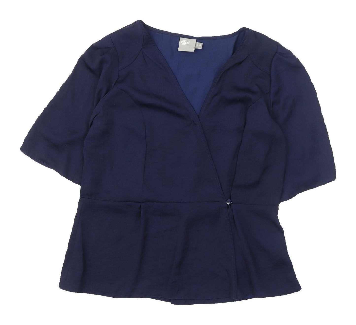 ASOS Women's Blue Wrap Blouse V-Neck UK 10