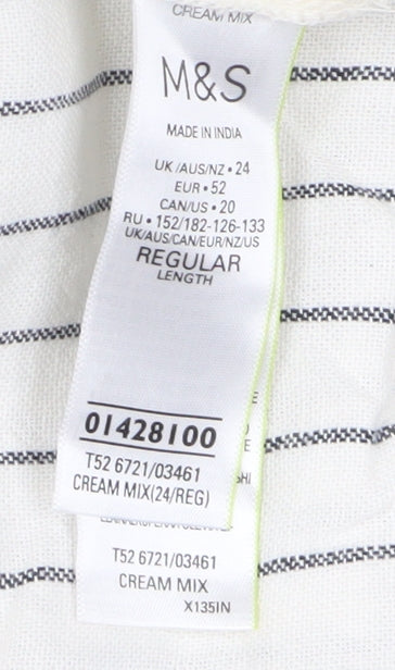 Marks and Spencer Women's Ivory Striped Shift Dress Size 24
