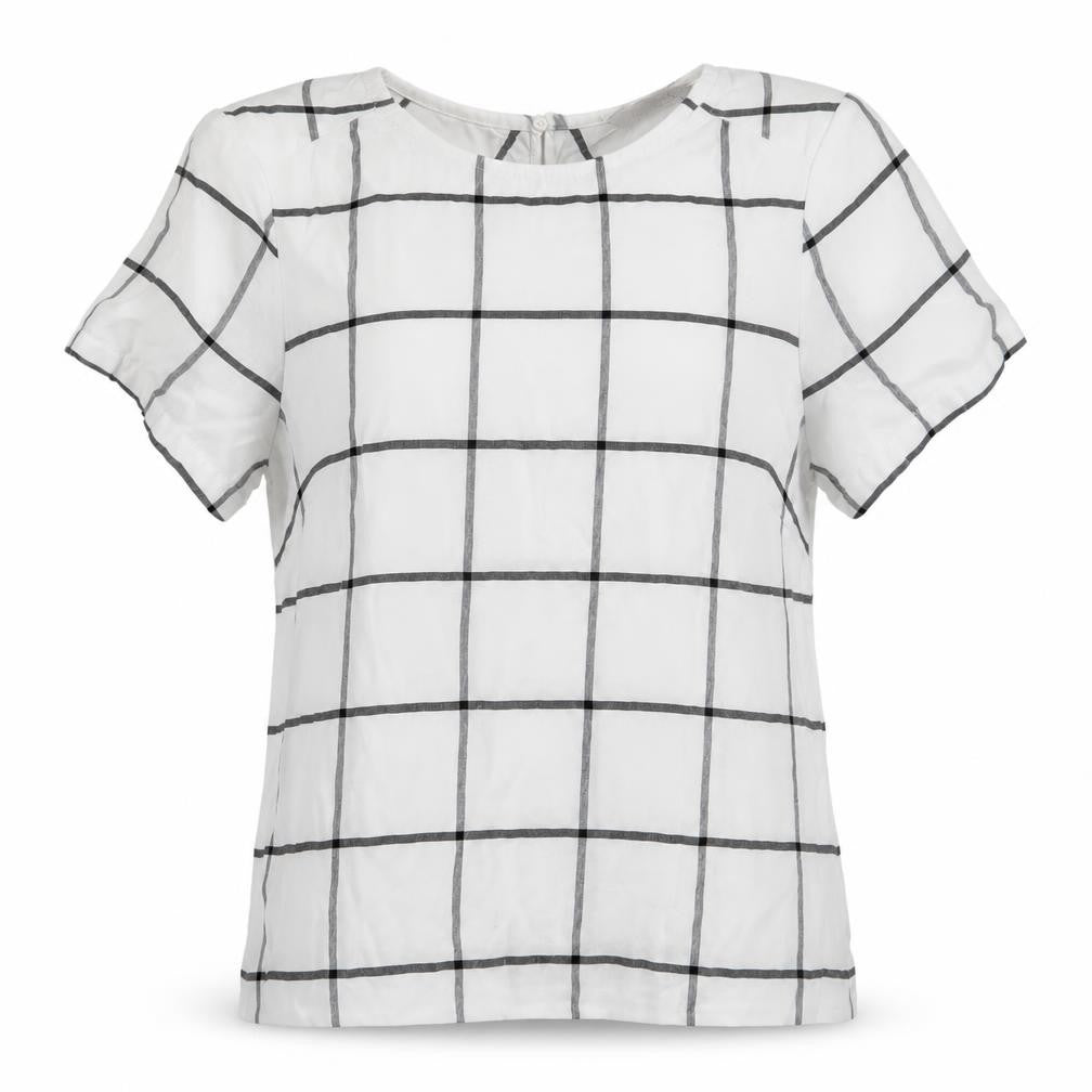 Marks and Spencer White Check T-Shirt UK 10, Women's