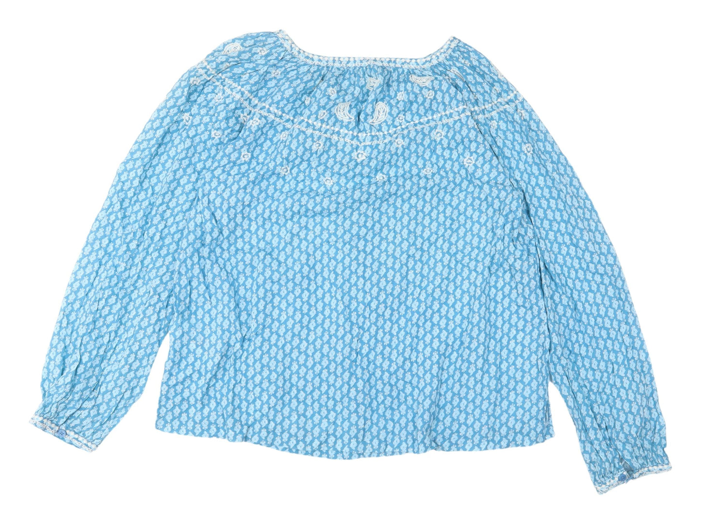 Marks & Spencer Blue Embroidered Blouse, Size 6