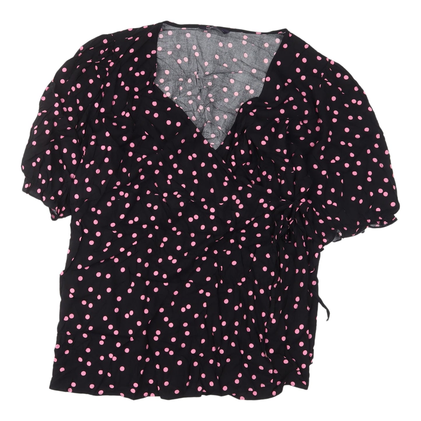 Marks and Spencer Women's Black Polka Dot Wrap Blouse