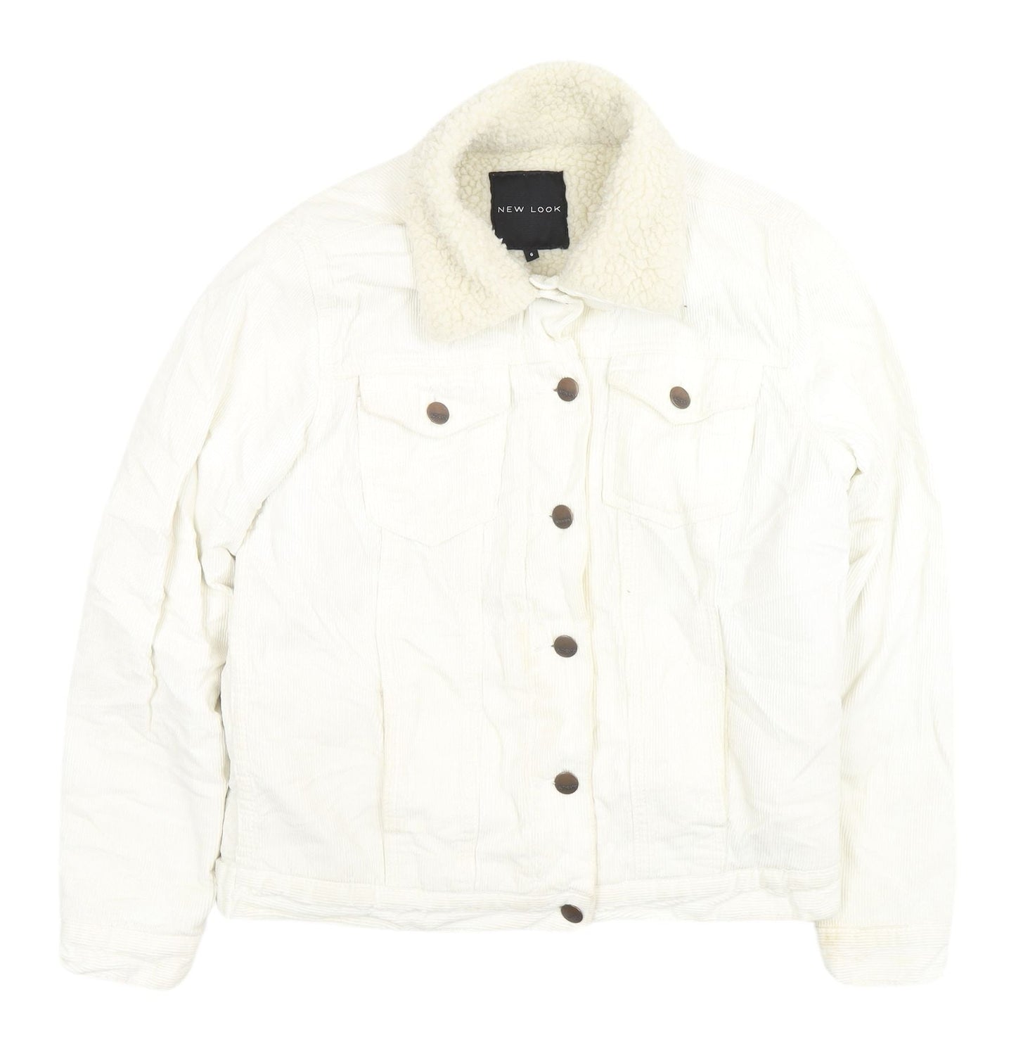New Look Women’s White Cotton Corduroy Jacket Size 6