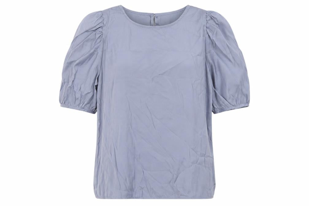 DAZY Women's Grey Puff Sleeve Blouse, Size M, Casual & Chic