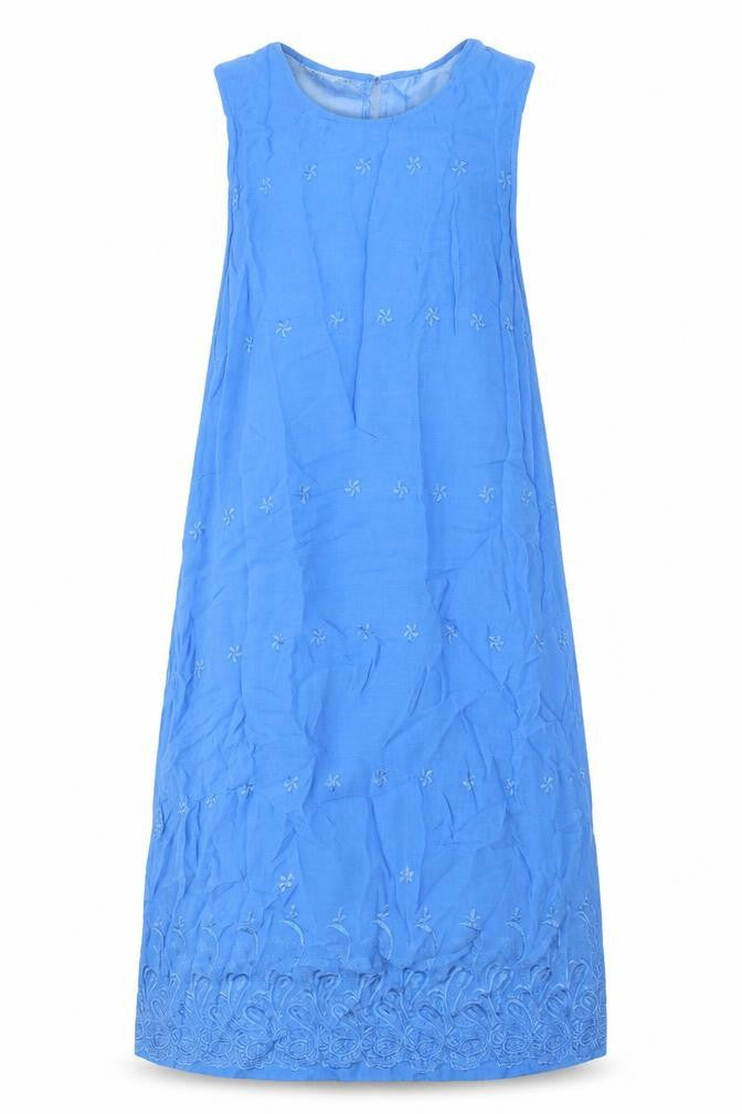 Kushi Women's Blue Shift Dress, S, Embroidered Casual