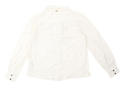 POM Amsterdam Women's White Long Sleeve Button-Up Blouse