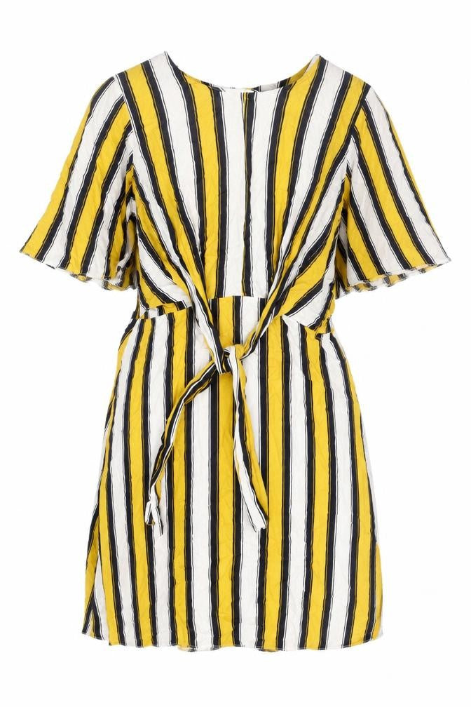 Front view of Dorothy Perkins Multicoloured Striped Dress, size 12