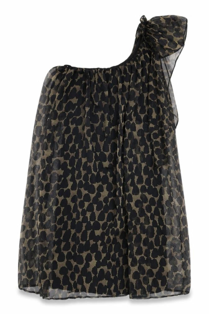 TFNC London Black Animal Print Tunic Blouse, Size S