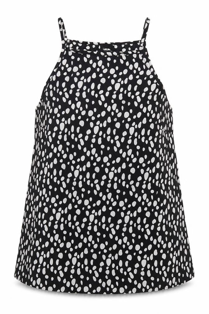 Front view of ASOS Women's Black & White Polka Dot Halter Tank