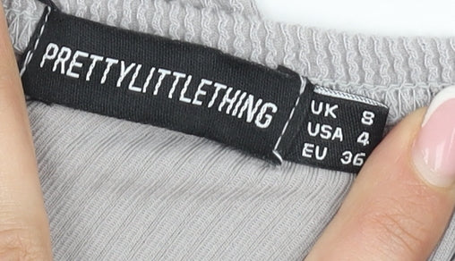 PrettyLittleThing Grey Collared Mini Dress Size 8