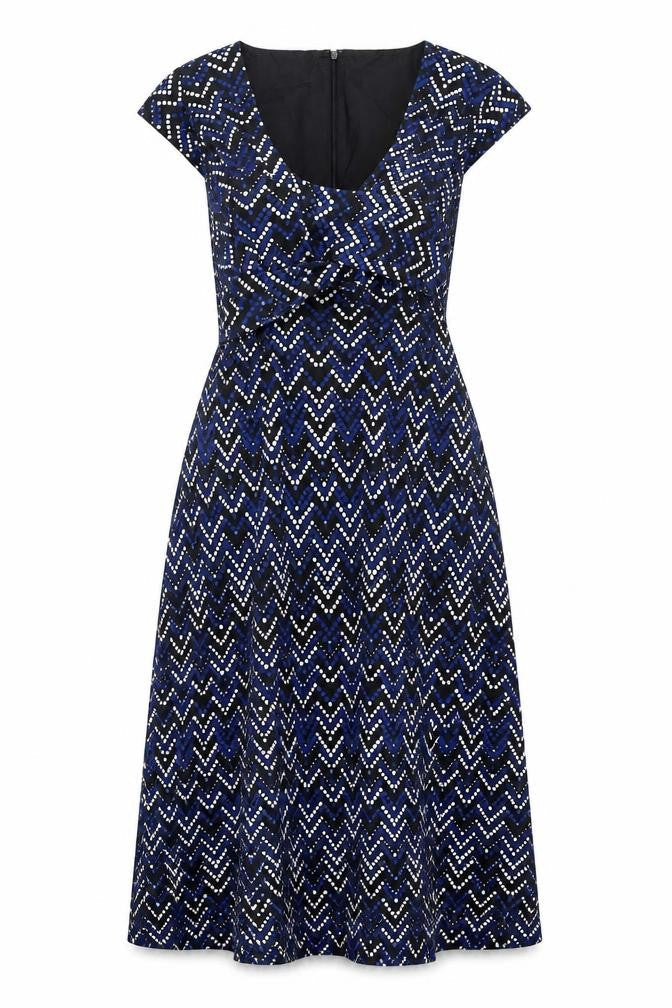 Front view of Kaliko Women's Multicoloured Chevron A-Line Dress