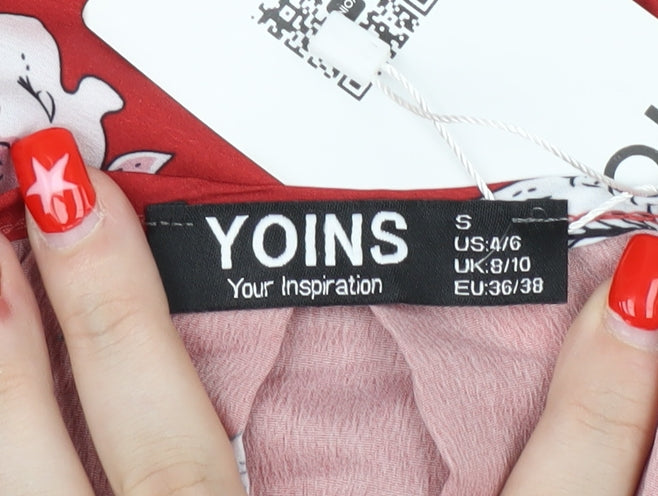 Yoins Women's Red Floral Wrap Tank Top - Size S