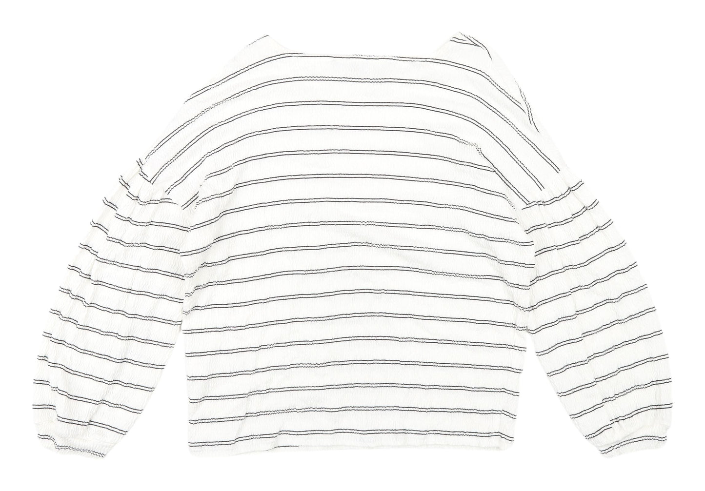 French Connection Women's White Striped Cropped Blouse XS