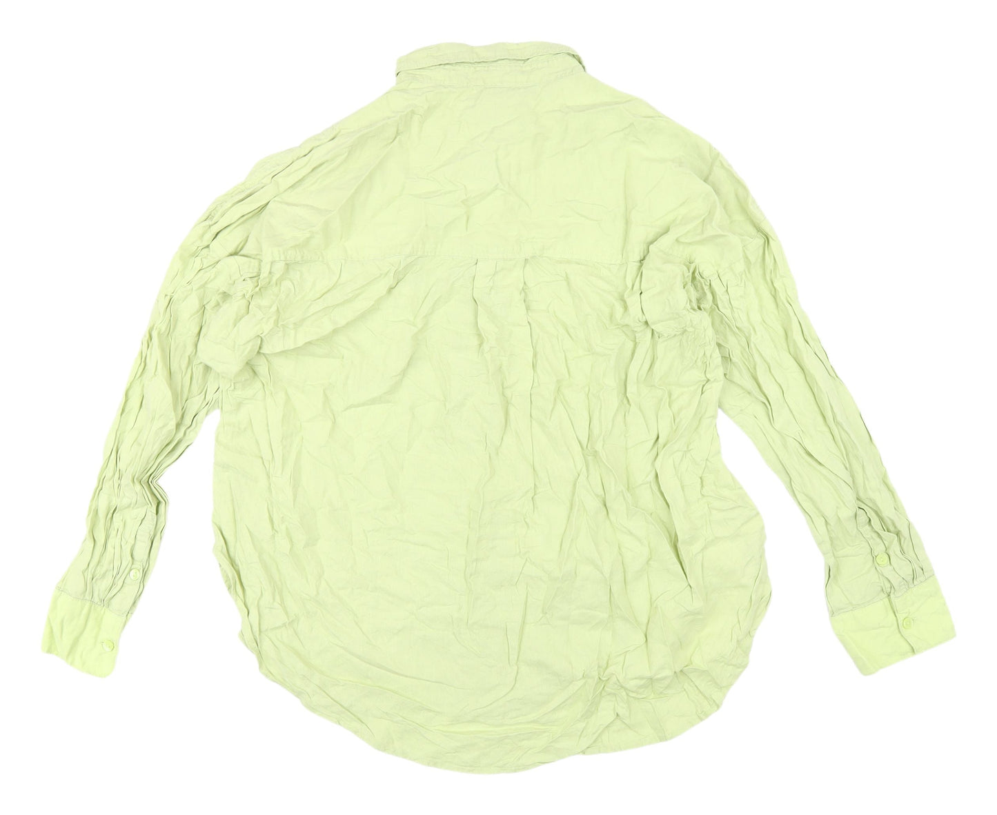 Lindex Women Green Button-Up Shirt - UK M, Linen Blend