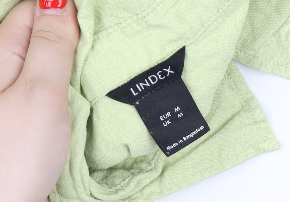 Lindex Women Green Button-Up Shirt - UK M, Linen Blend