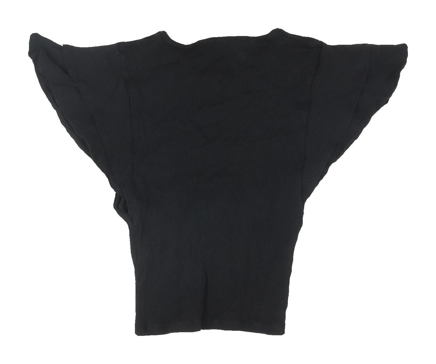 Zara Women's Black Flutter Sleeve Knit T-Shirt Size S