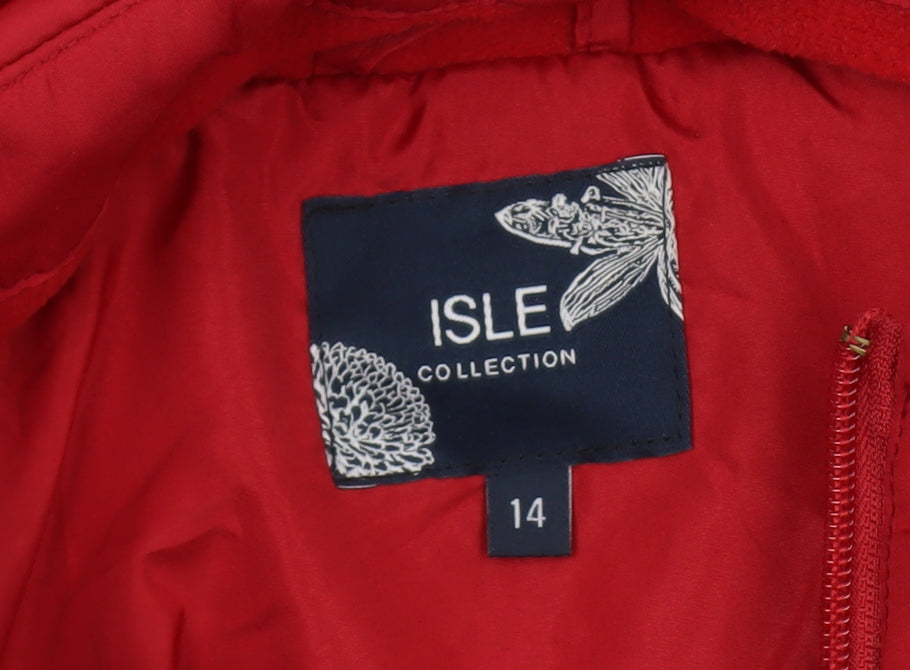 Women's Red Quilted Coat, Size 14, Isle Collection
