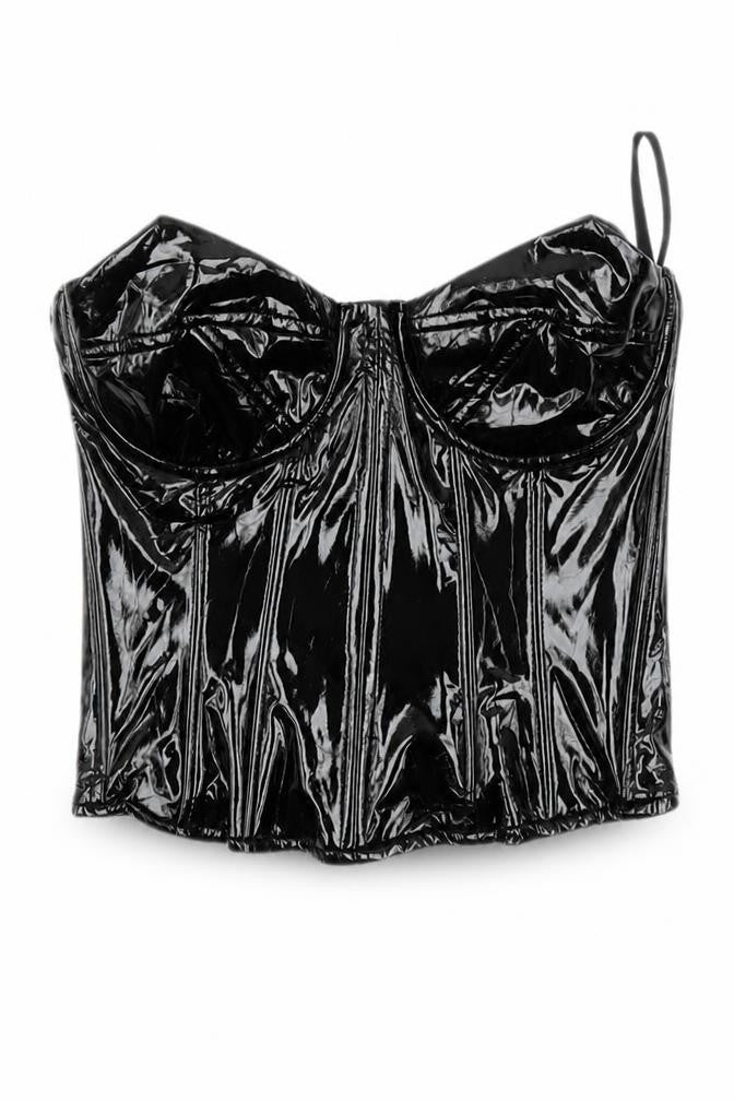 Front view of PRETTYLITTLETHING Black Camisole Blouse, size 2, Party Style