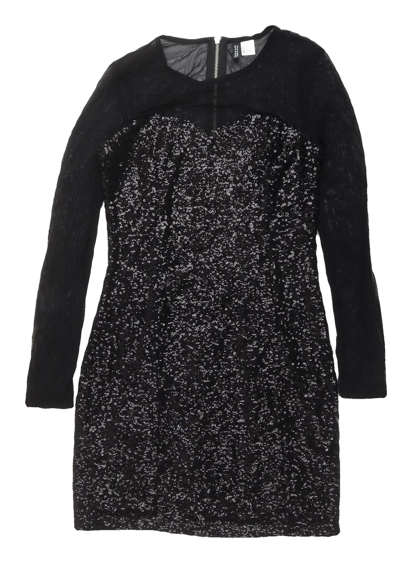 H&M Women's Black Sequin Bodycon Dress Size 8