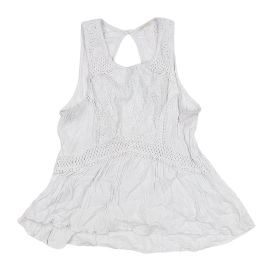 Hollister White Embroidered Camisole Tank Top, Size S