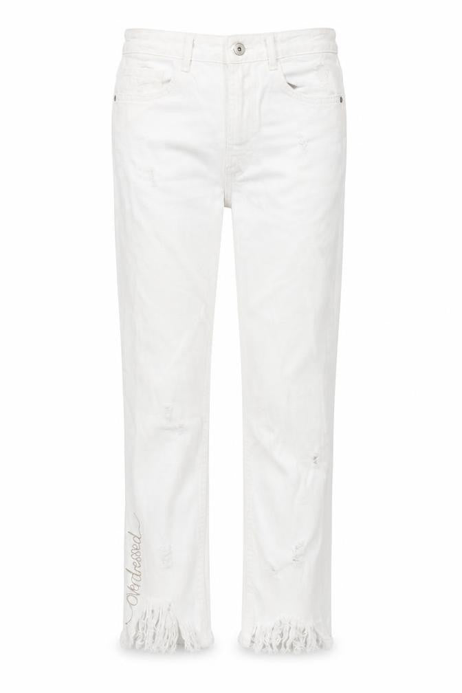 Zara Women's White Distressed Straight Jeans Size 8