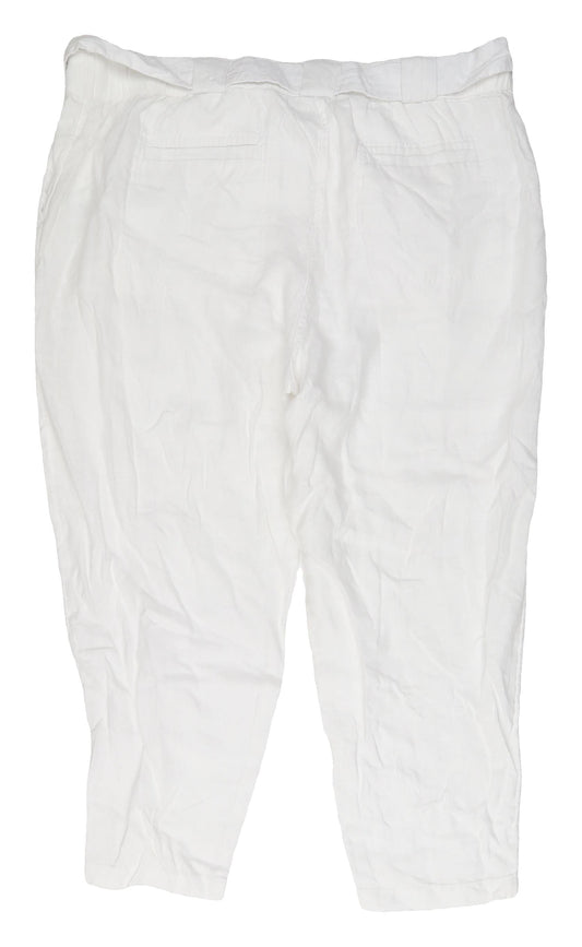 Marks and Spencer Women's White Linen Paperbag Trousers