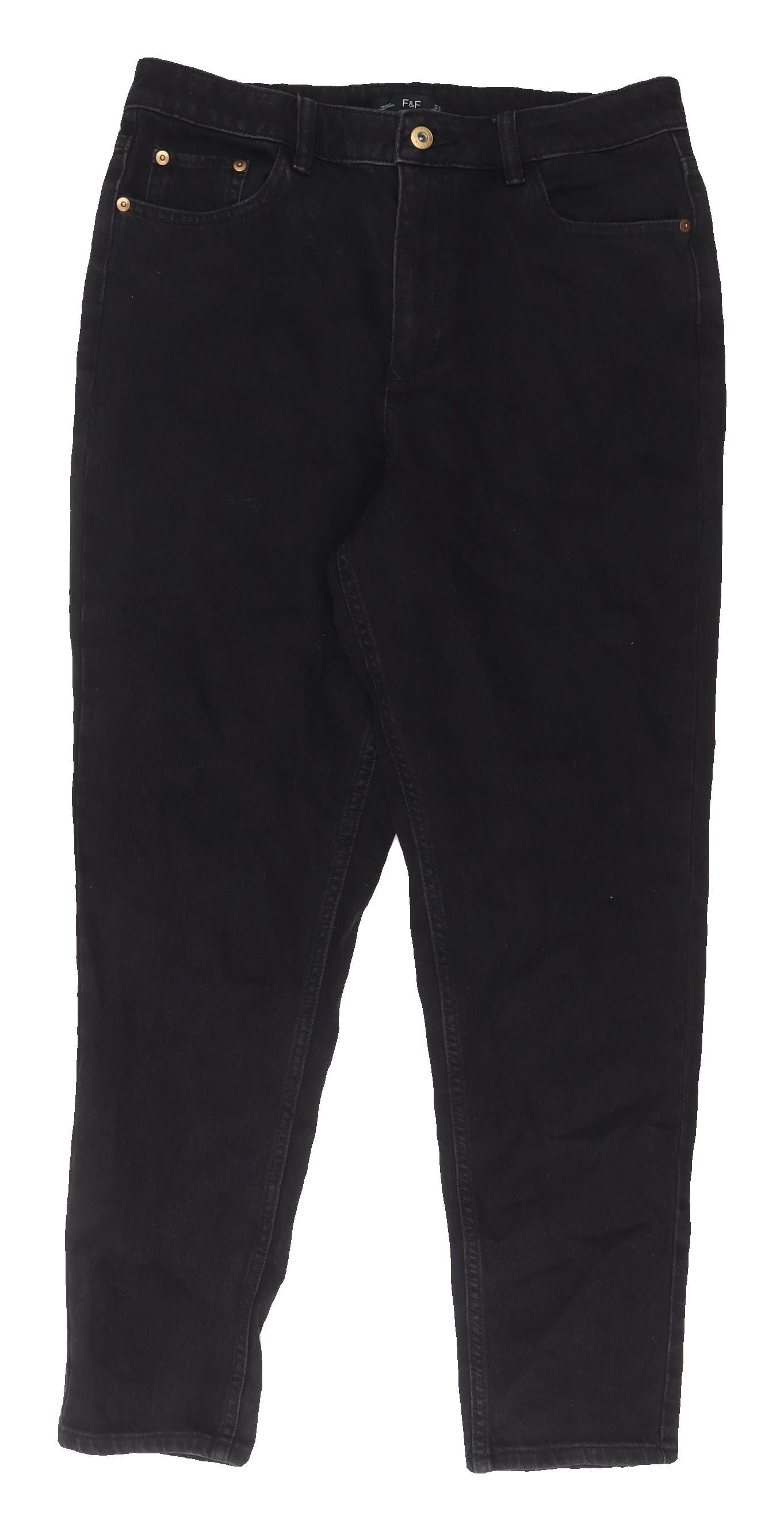 F&F Women's Black Regular Straight Jeans - Size 12