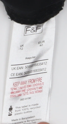 F&F Women's Black Regular Straight Jeans - Size 12