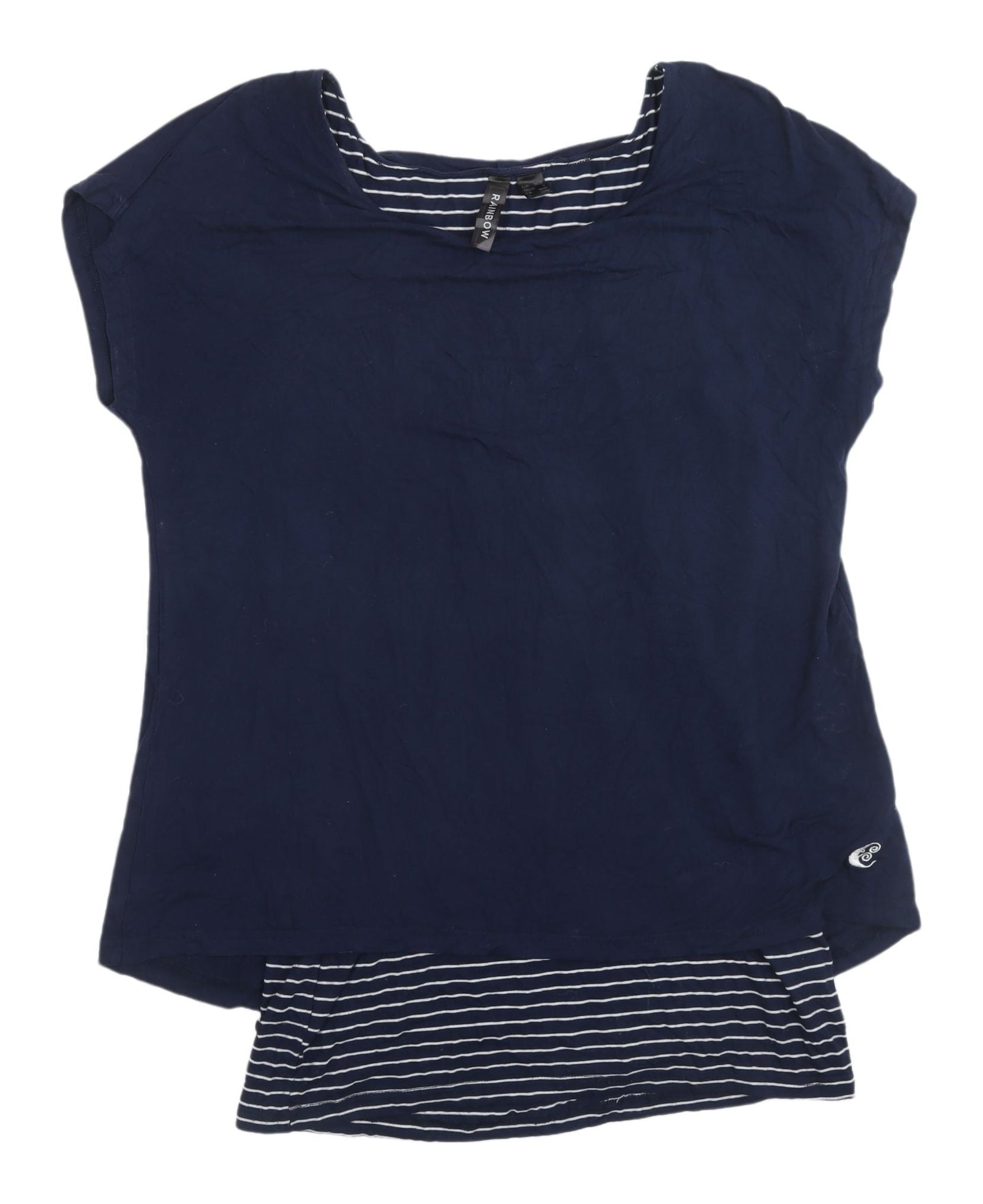 Rainbow Women's Blue Striped Sleeveless Jersey Top