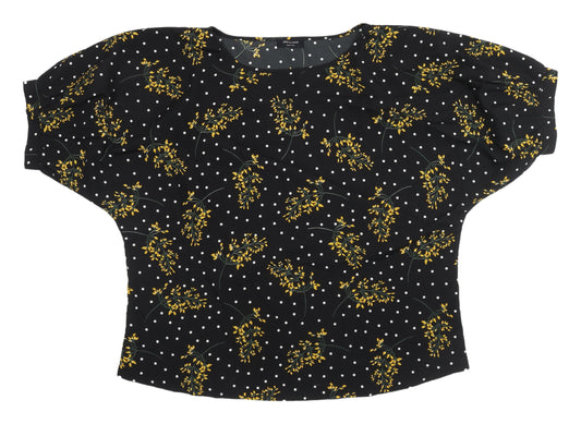 JD Williams Women's Black Floral Kimono Blouse Size 18