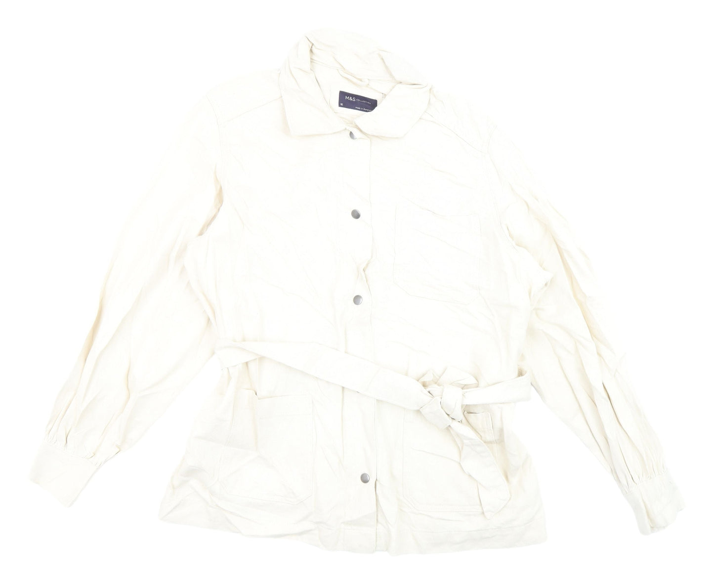 Marks and Spencer Women's Ivory Cotton Belted Jacket 16