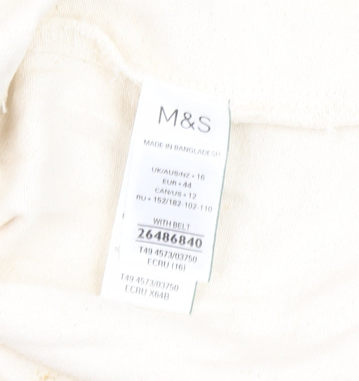 Marks and Spencer Women's Ivory Cotton Belted Jacket 16