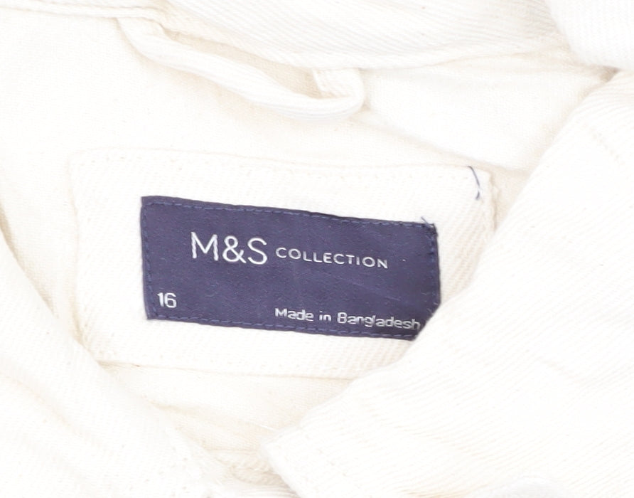 Marks and Spencer Women's Ivory Cotton Belted Jacket 16