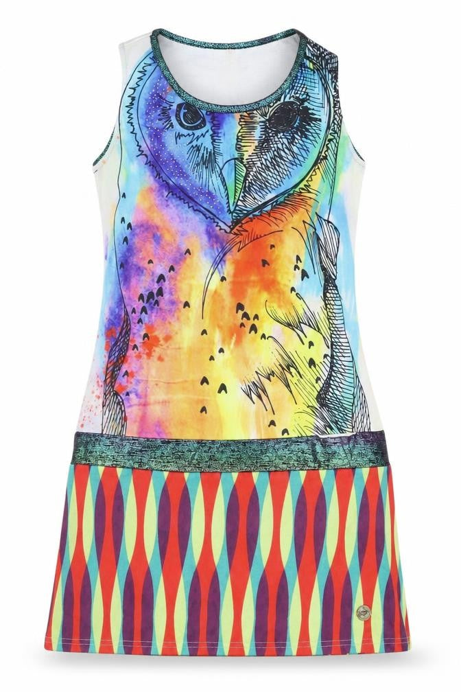 Front view of Fashion Madina Women's Colourful Owl Tank Dress L