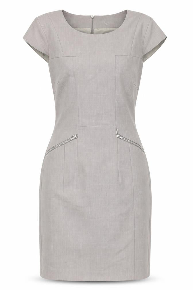 Front view of Collection London Grey Sheath Dress, size 8, Business Wear