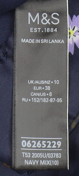 Marks and Spencer Women's Blue Floral Button-Up Shirt