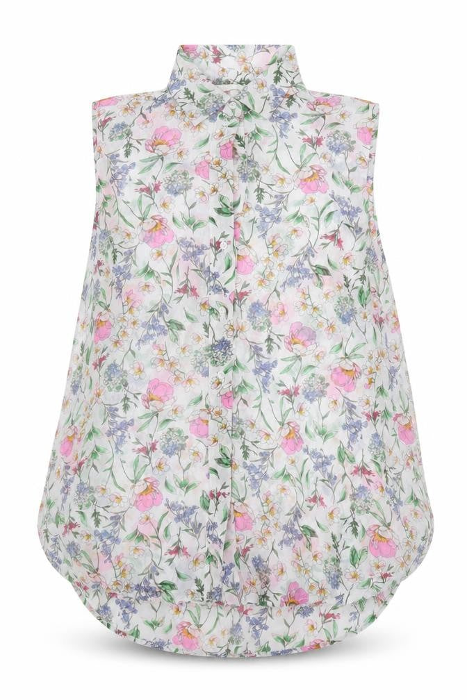 H&M Women's Floral Sleeveless Chiffon Blouse Size 8
